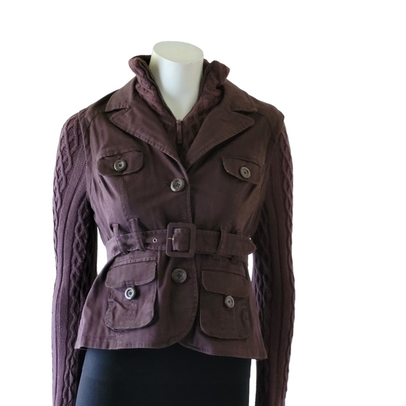 Anthropologie Plus 4 Cropped Belted Jacket Brown Size 4 - Picture 5 of 13